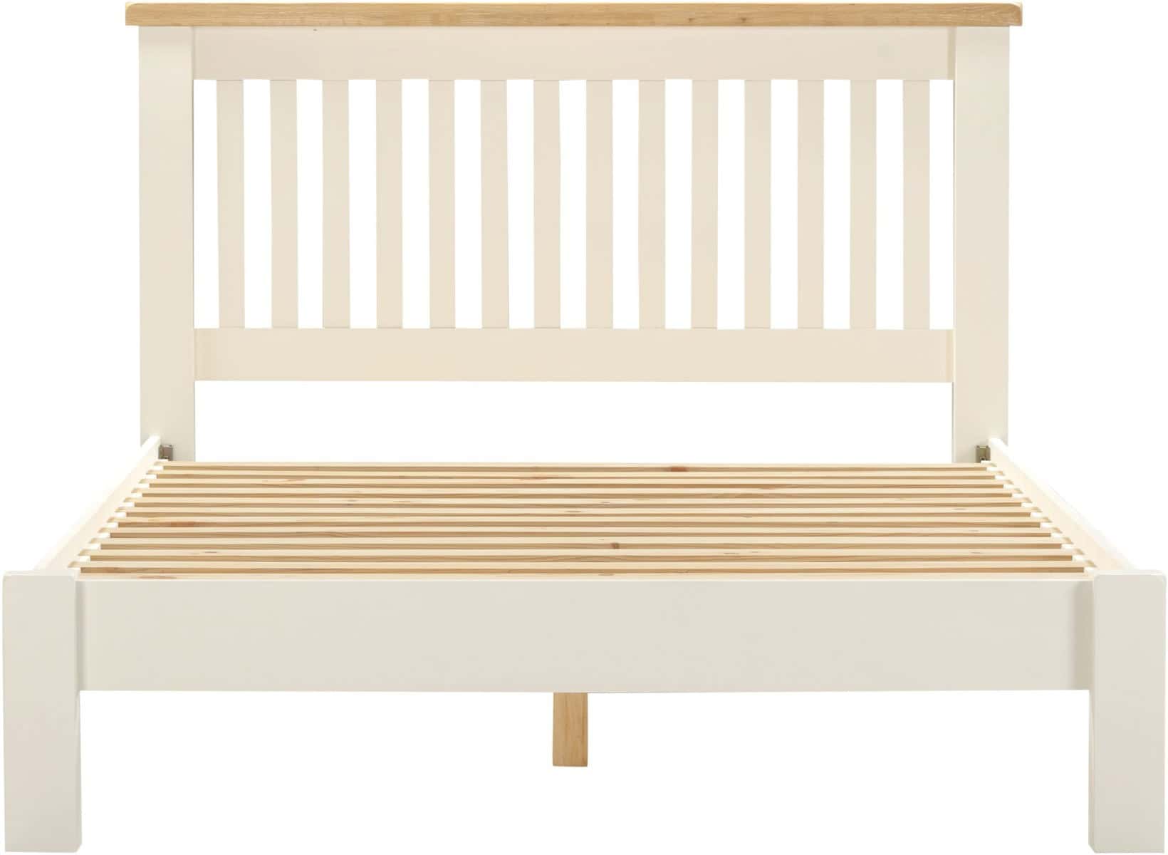 Windsor 4ft6 Low End Bedframe - Ivory & Oak - Image 4