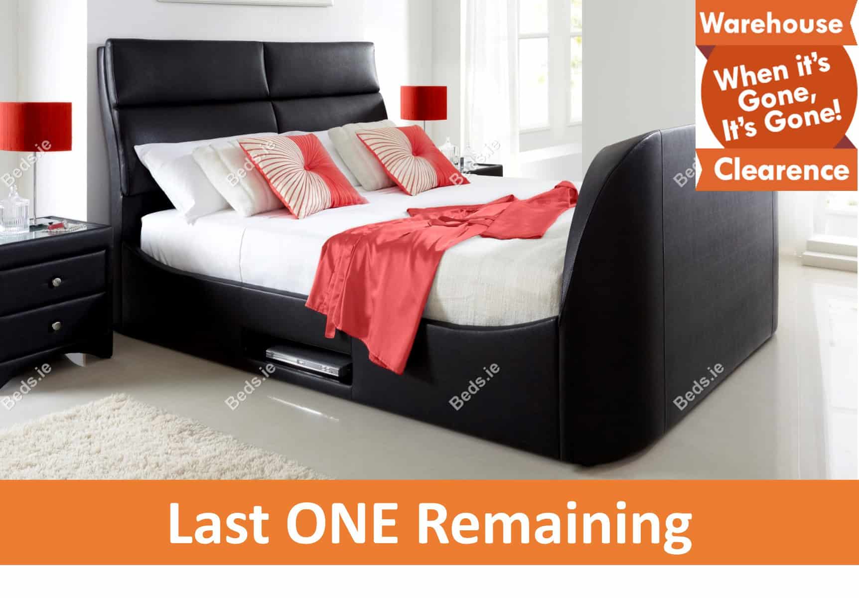 Kaydian Linden 4ft6 TV Bedframe - Black Faux Leather - Image 4